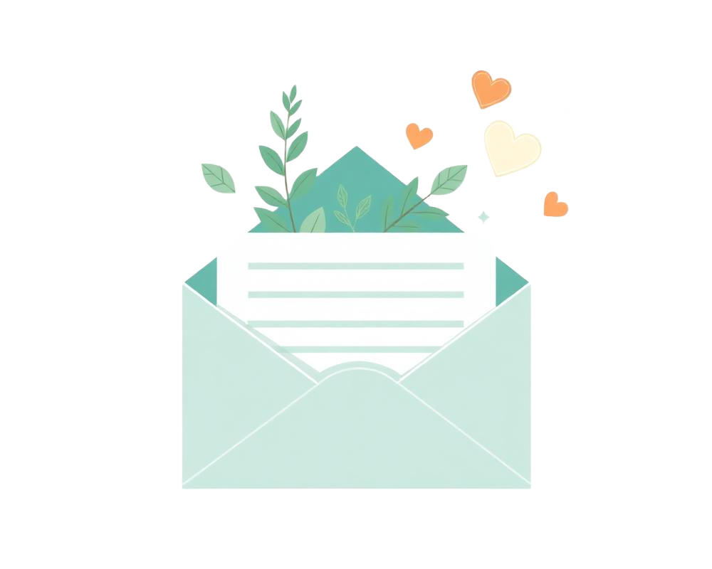 Illustration of an open envelope with wellness content